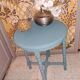 1950s repainted 4 legged solid wood round coffee table