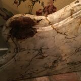 Walnut console style Louis XV marble top, epoque Napoleon III