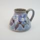 signed blue purple enamel ceramic pitcher