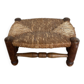 Repose pied rustique bois et paille