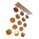 Portemanteau mural hexagones de teck 1970