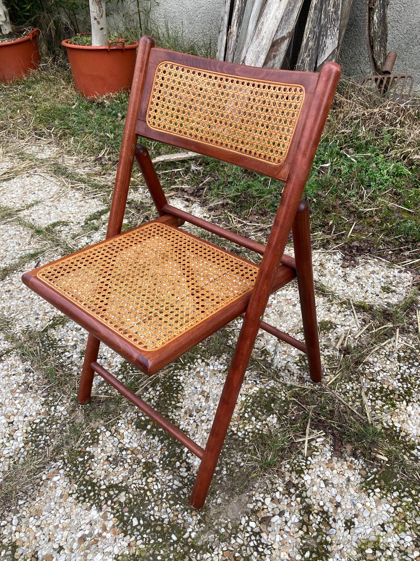 Pair of Italian folding chairs in vintage canning
