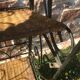 Folding bakery shelf, metal and wicker