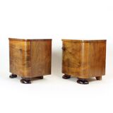 Minimalistic Art Deco Bedside Tables In Walnut Veneer, Czechoslovakia 1930s