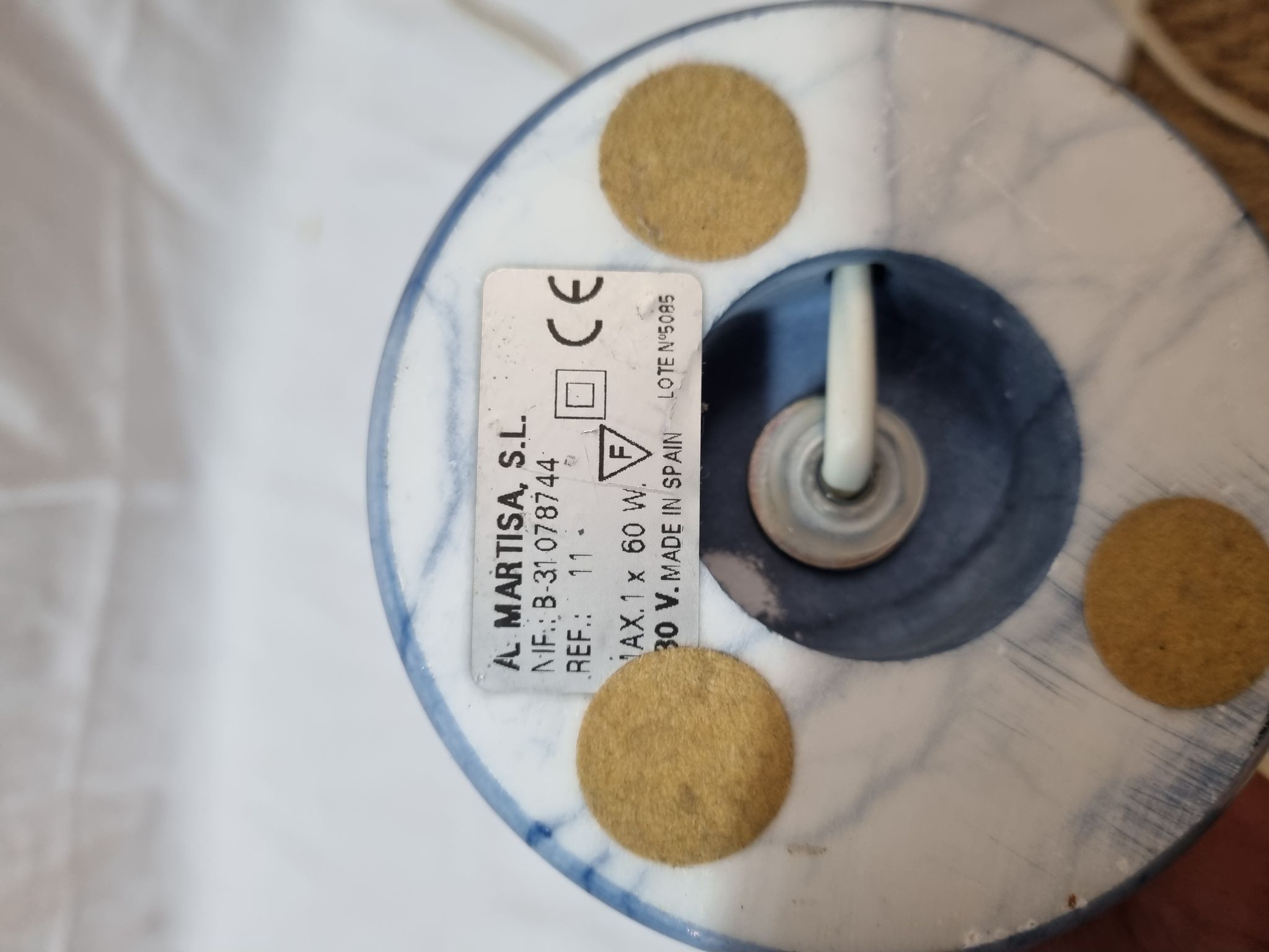 Pied de lampe en marbre bleu Spain 1970
