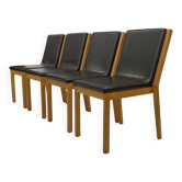 Vintage set of four dining room chairs oak skai minimalist design