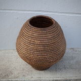 Old basket, straw and brabble, woven basket, interior decoration
