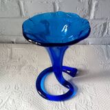 Beautiful trumpet VASE, in blown cobalt blue glass