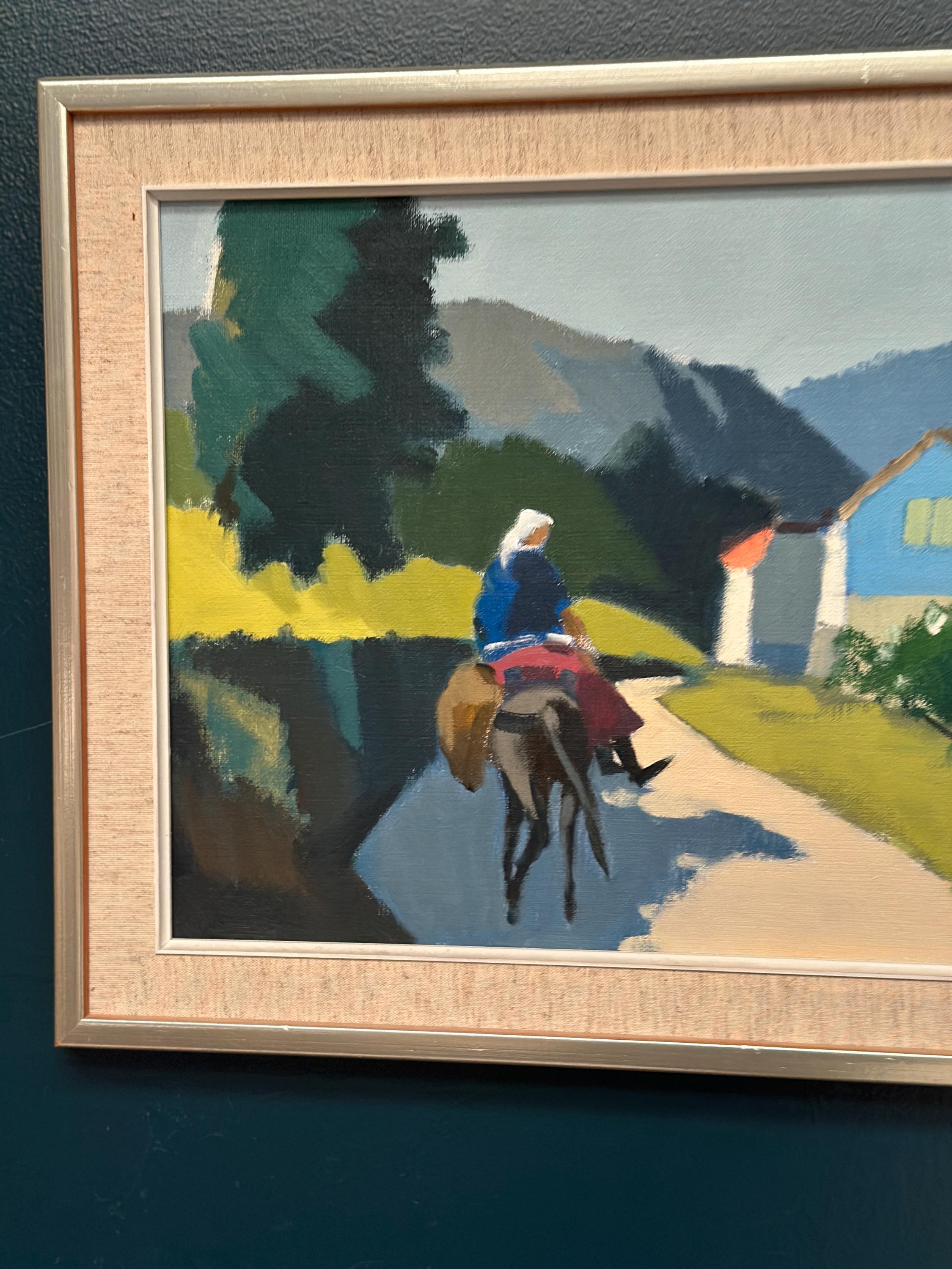 Swedish Oil on Canvas – “Riders on the Road, Crete by Stig Wernheden