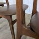 Set of 3 Vintage Wooden Dining Chairs with Brown Leather Seats / Mid-Centur