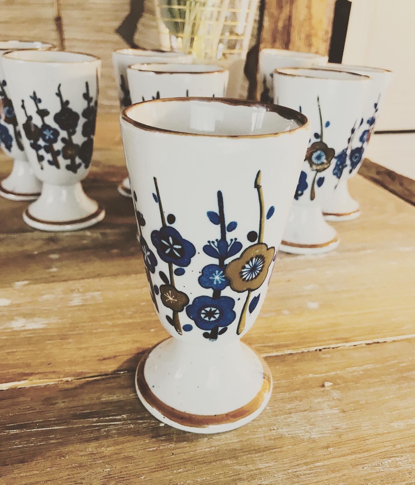 8 mazagrans in glazed stoneware 70s