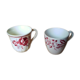 Duo coffee cups Art Deco Sarreguemines Denise & Badonviller Roses collection