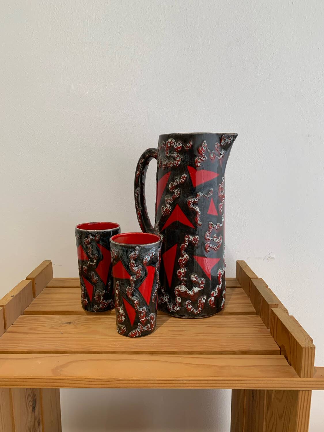 Vintage Ceramic Fat Lava Glass Pitcher