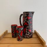 Vintage Ceramic Fat Lava Glass Pitcher