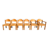 Ensemble de 6 chaises en chêne Padova avec cordon en papier par Hank Lowenstein, Italie.