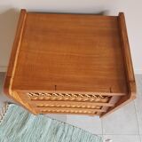 Chiffonnier bois et rotin restauré