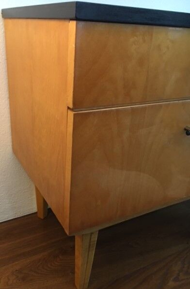 Pair of vintage compass foot bedside tables, 1960