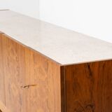 Mid-Century Modern Sideboard, Wood and Travertine, 1970s