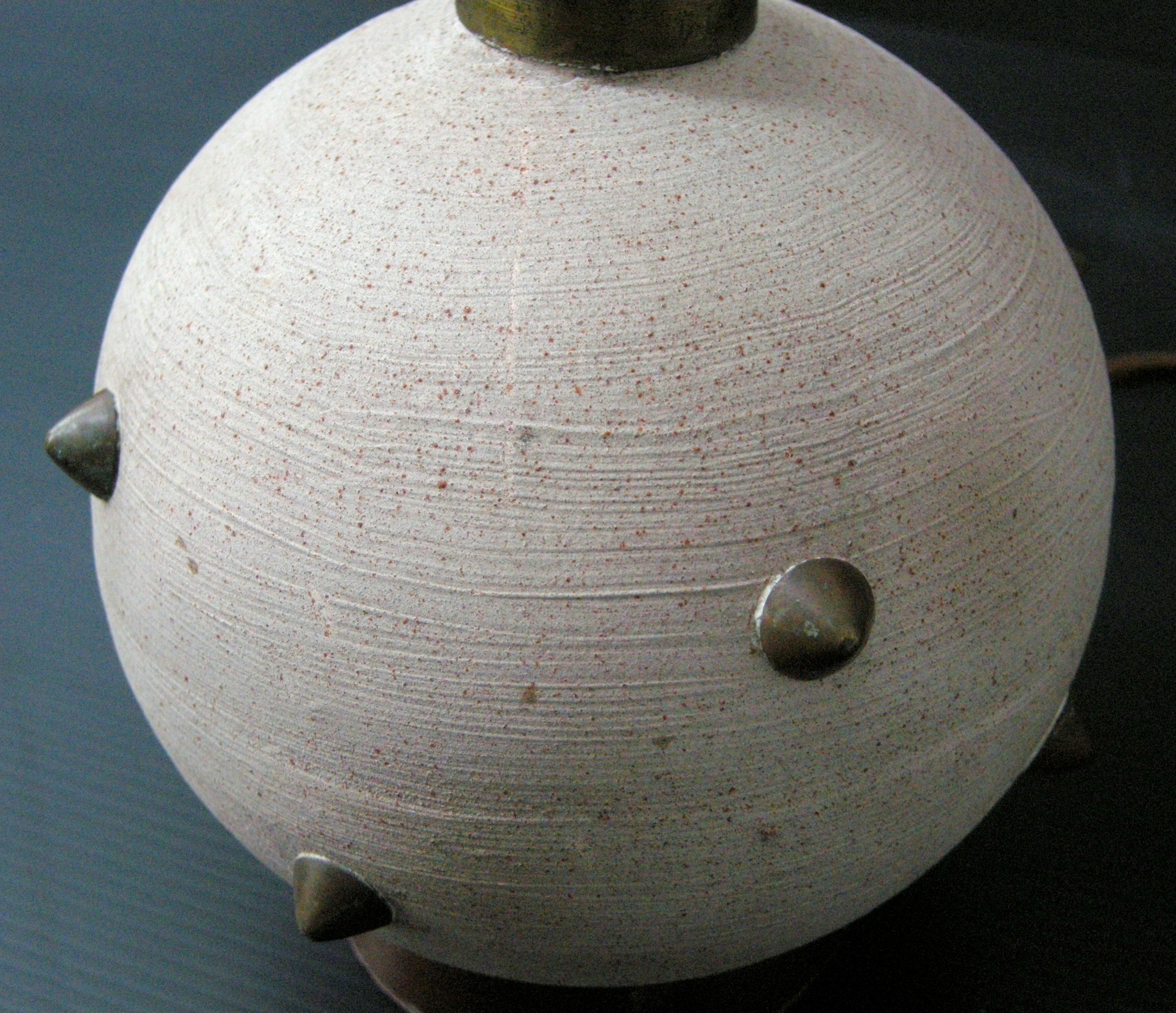 Vintage ball lamp 1950 ceramic & brass