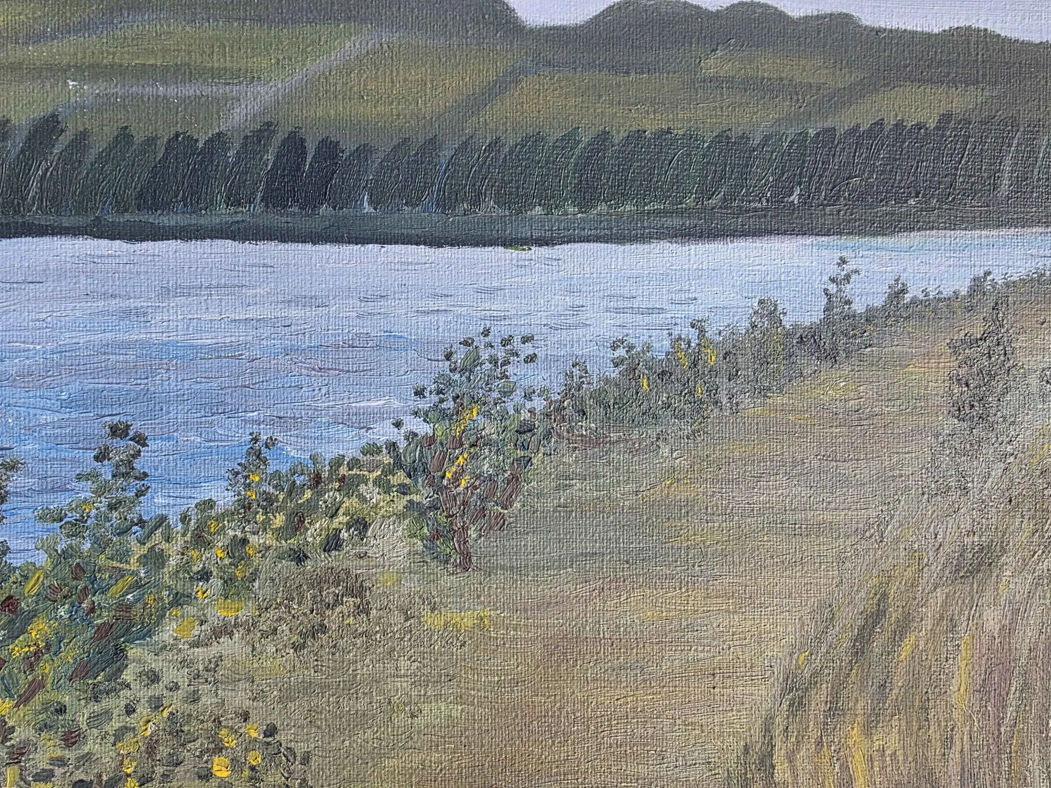 French Seine River Landscape Oil Painting