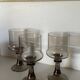 3 stemmed digestif glasses, smoked brown glass