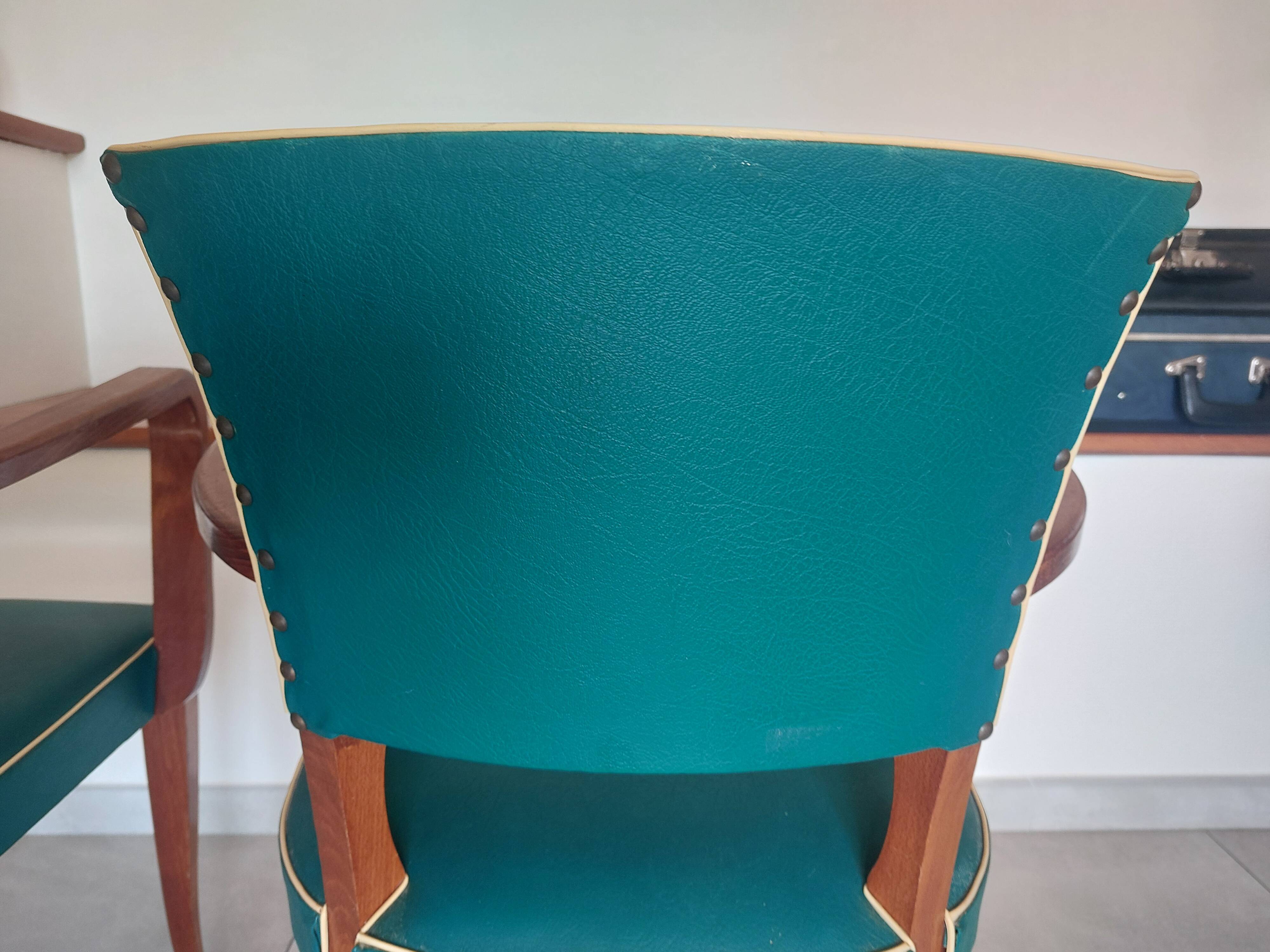 pair of green bridge armchairs