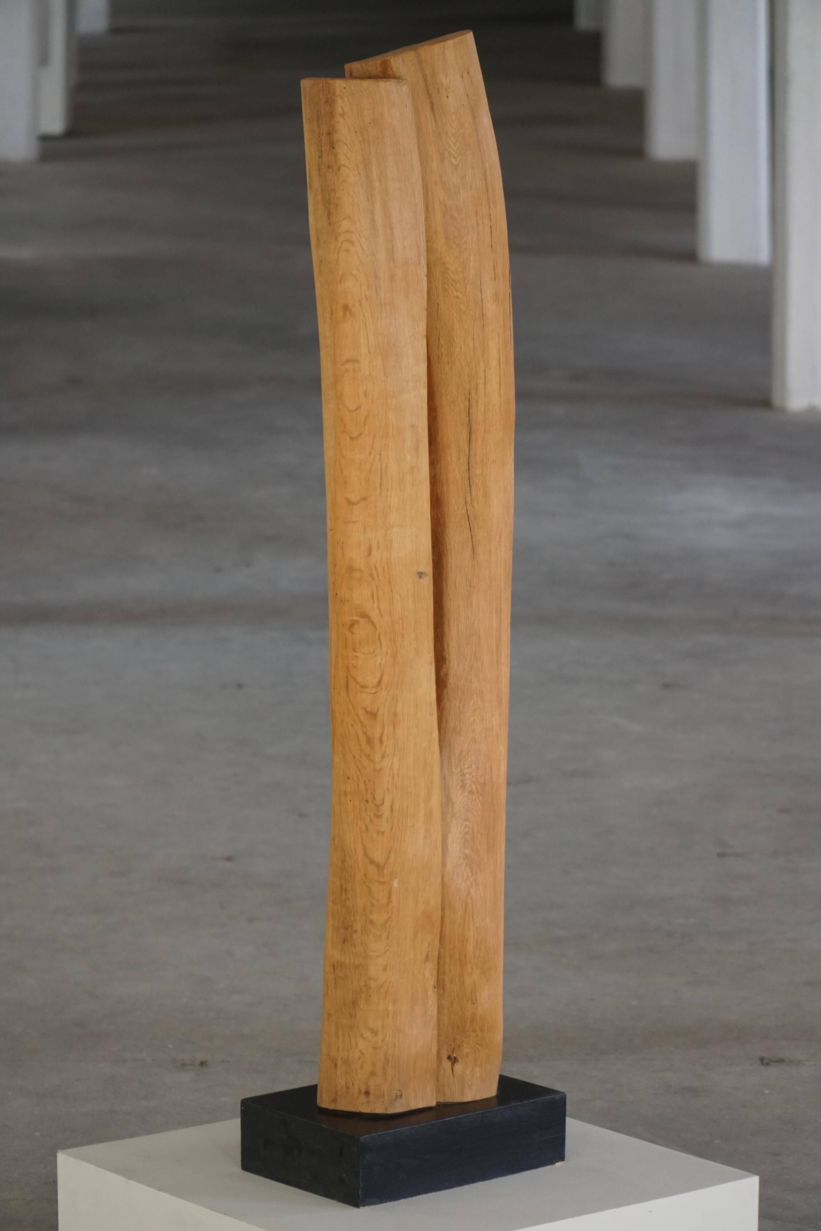 Large Wooden Sculpture "Joy" by Ole Wettergren, Modern Danish, 1980s