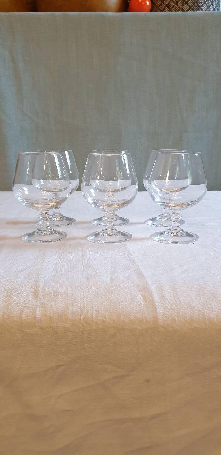 6 crystal cognac glasses