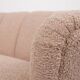 Danish curved banana sofa in a powder pink wool fabric, 1940s