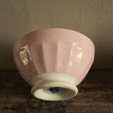 Small pink ribbed footed bowl Digoin Sarreguemines
