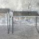 Suite of 3 space-age nesting tables stainless steel and glass - design 1970