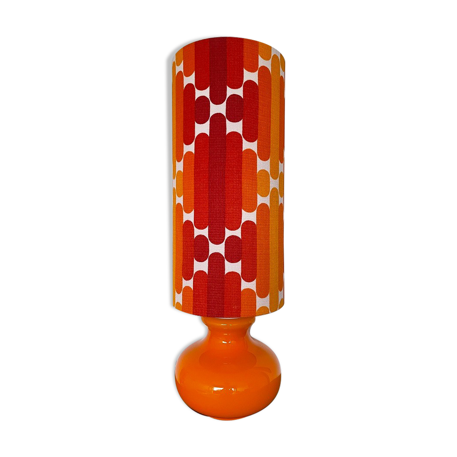 Camaieu table lamp - orange opaline and vintage fabric