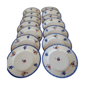 12 assiettes plates  vintage, 1920 à 1950 de Sarreguemines