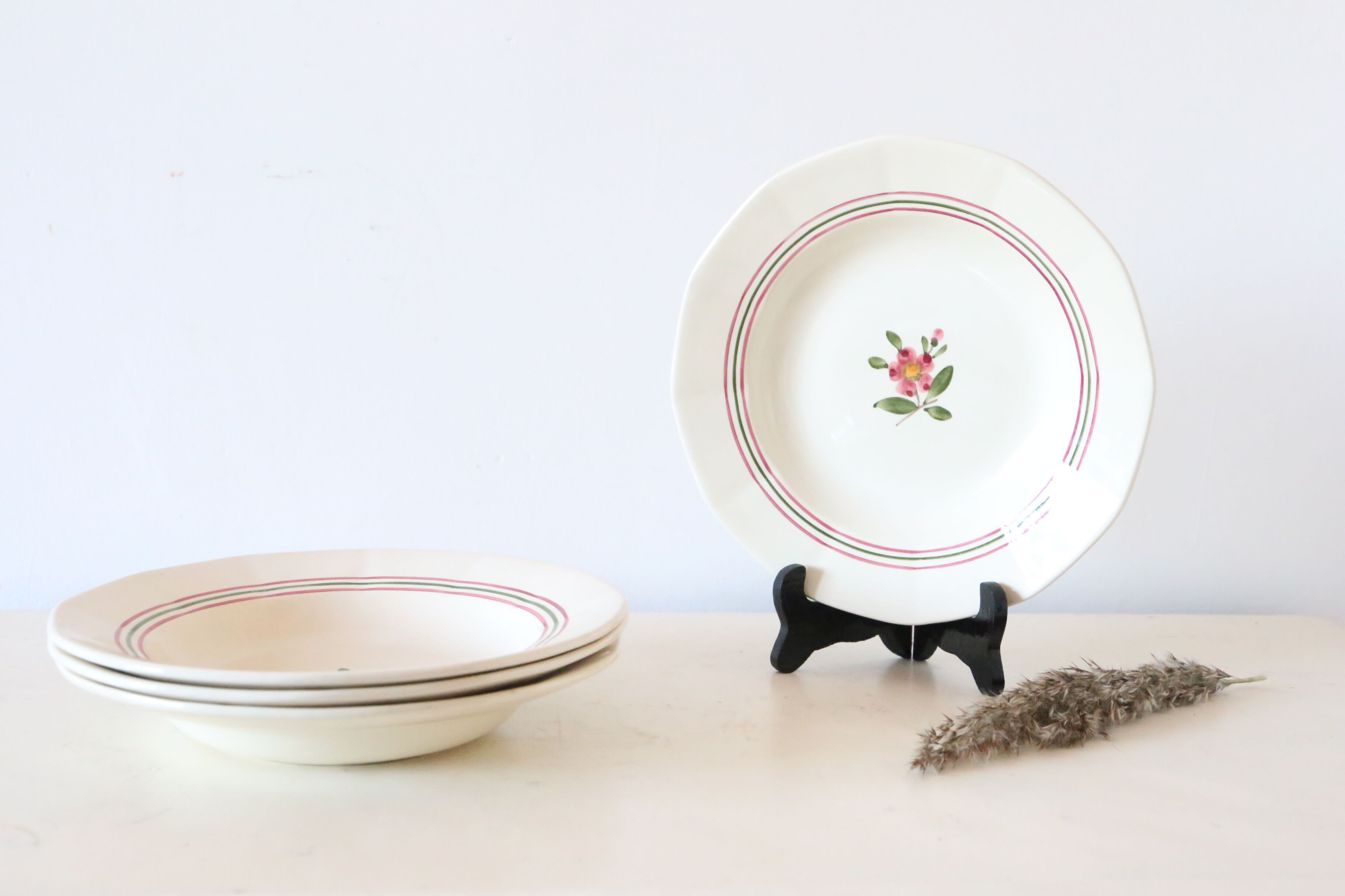 Set of 4 hollow plates Sarreguemines Armelle pattern, vintage