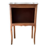 Table de chevet en bois et blanc vintage