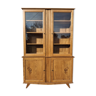Display cabinet, solid oak, 1970s.