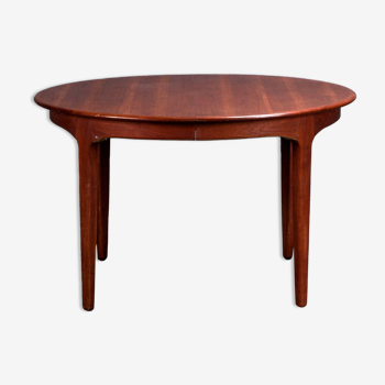 Table à manger design scandinave années 1960 en teck, avec 3 rallonges dans le même bois