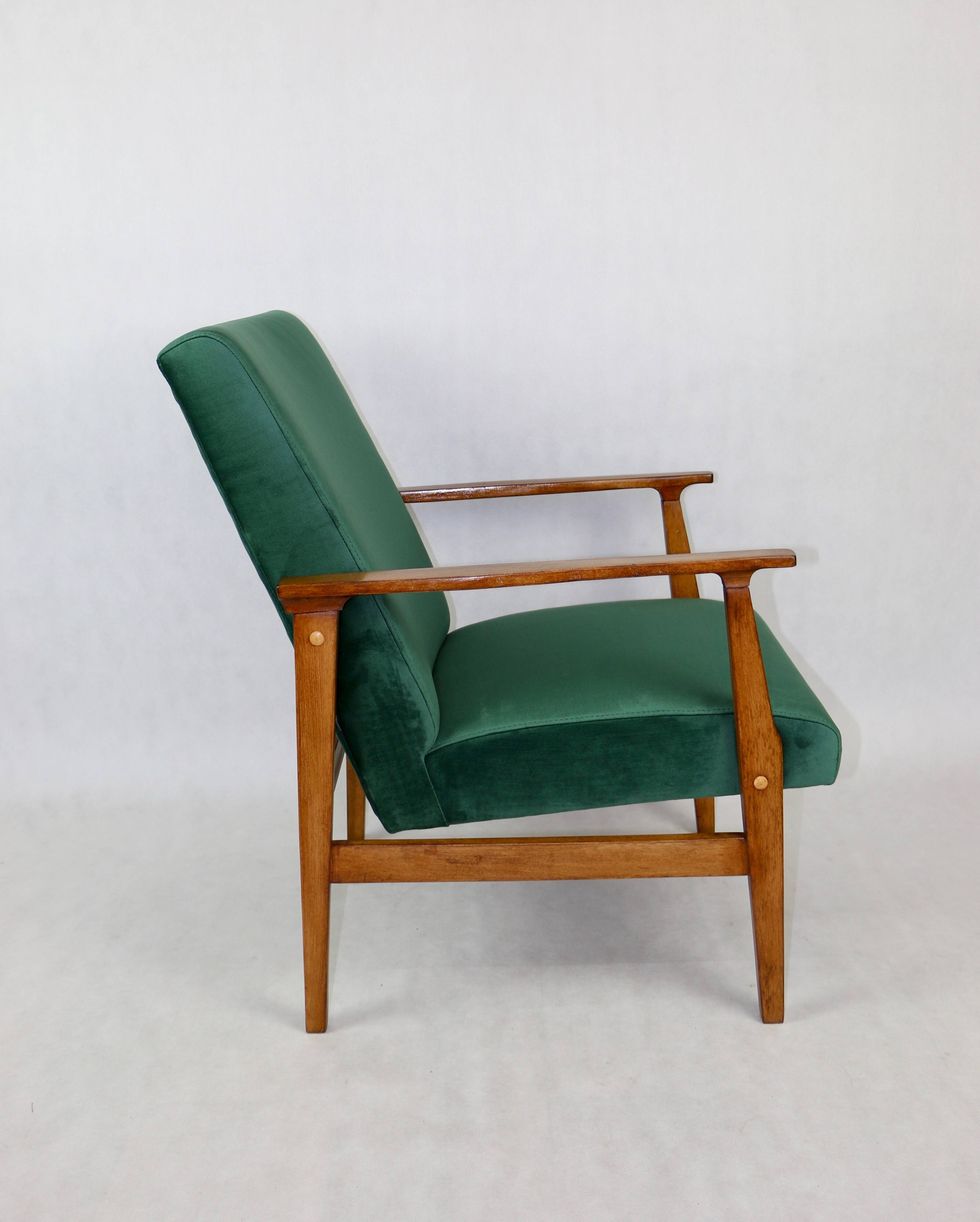 Chaise longue vintage en velours vert, années 1970