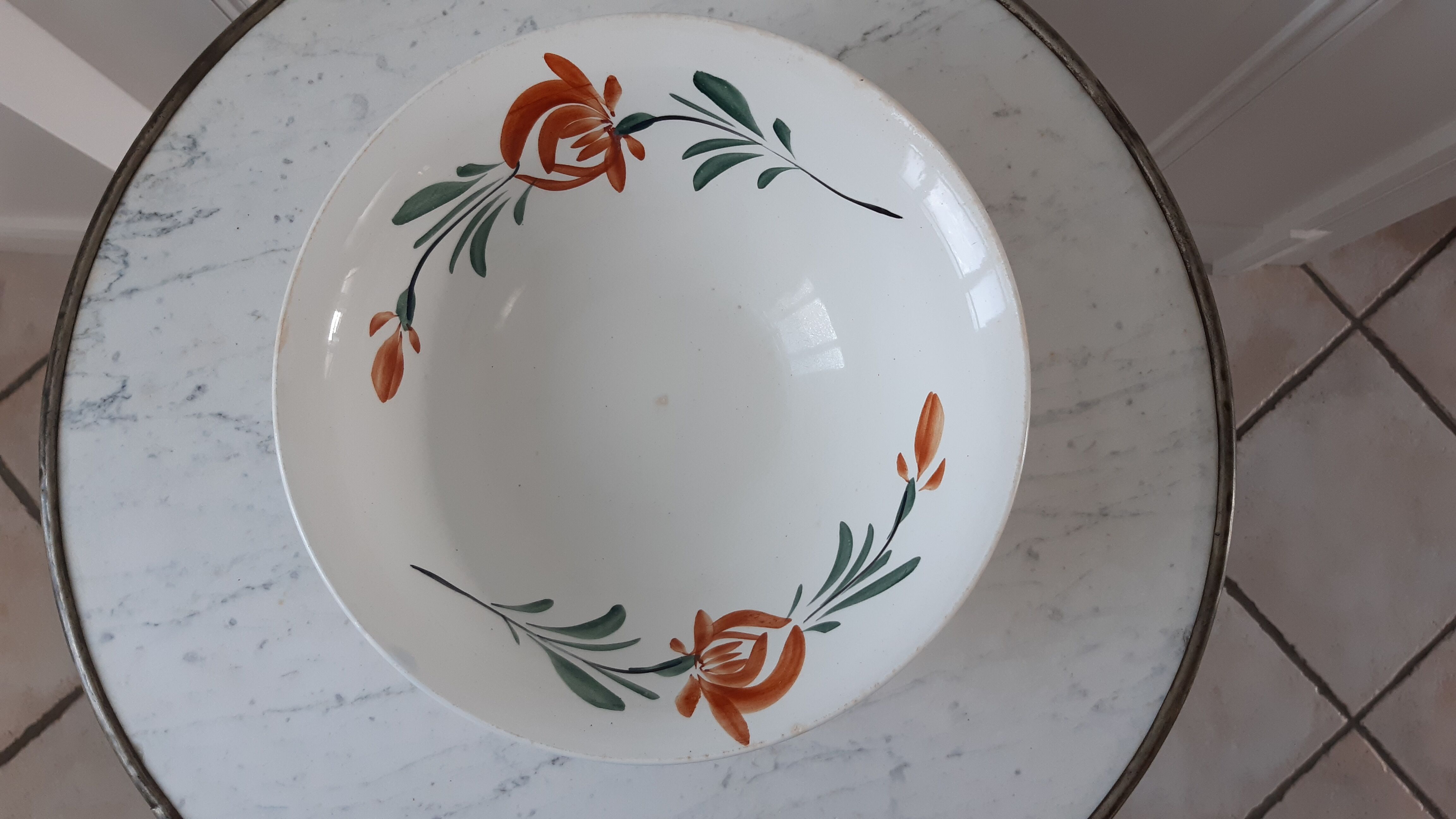 Salad bowl earthenware new Givors years 30-40