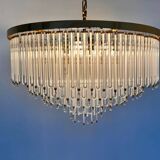 Paire de grands lustres en verre et laiton autrichiens XXL - années 1980