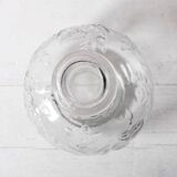 Vintage Glass Decanter: Roses Patterned Wine Carafe, Empoli Italy 1950s