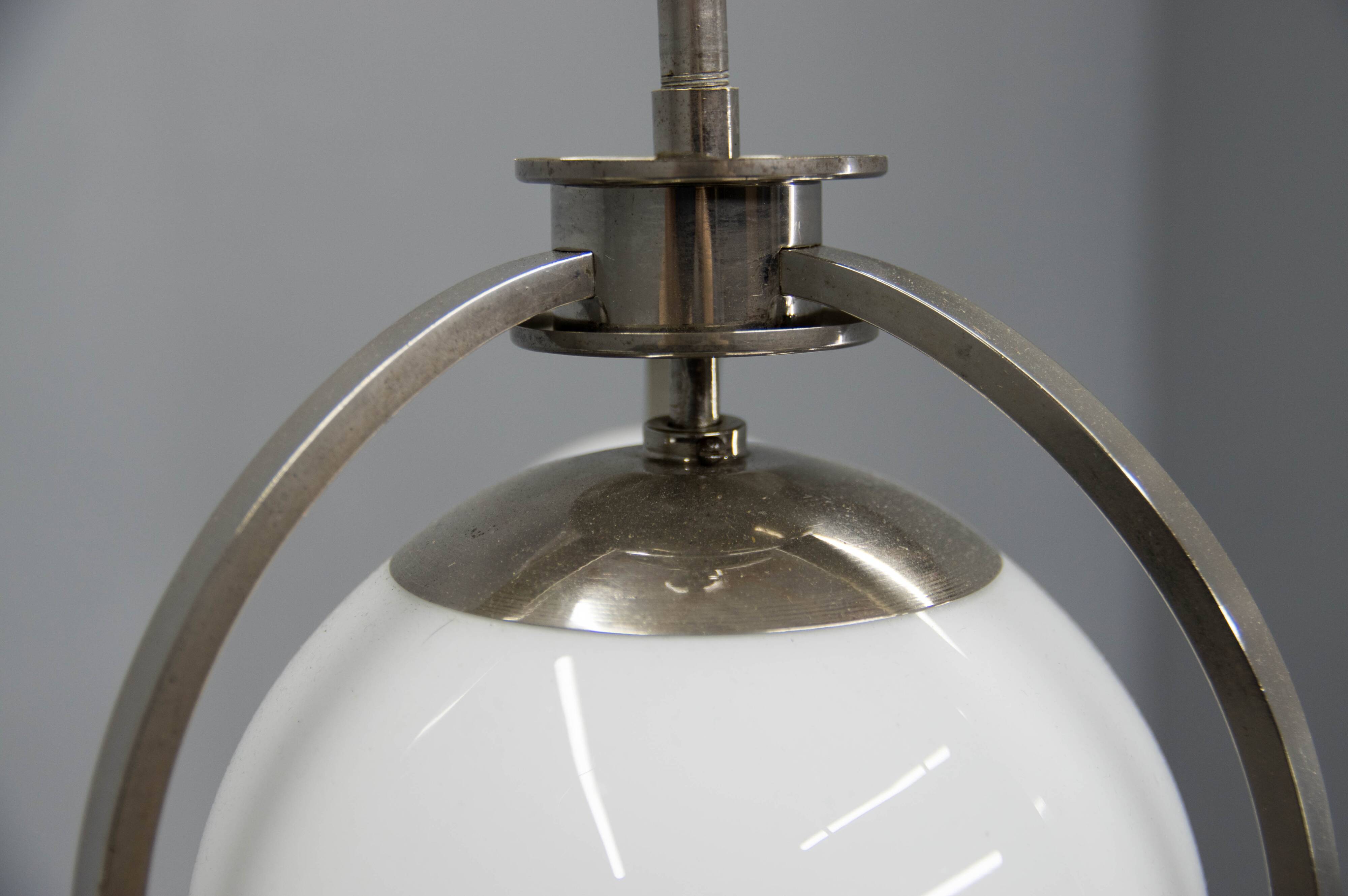 Art Deco / Functionalist Nickel Chandelier, 1930s