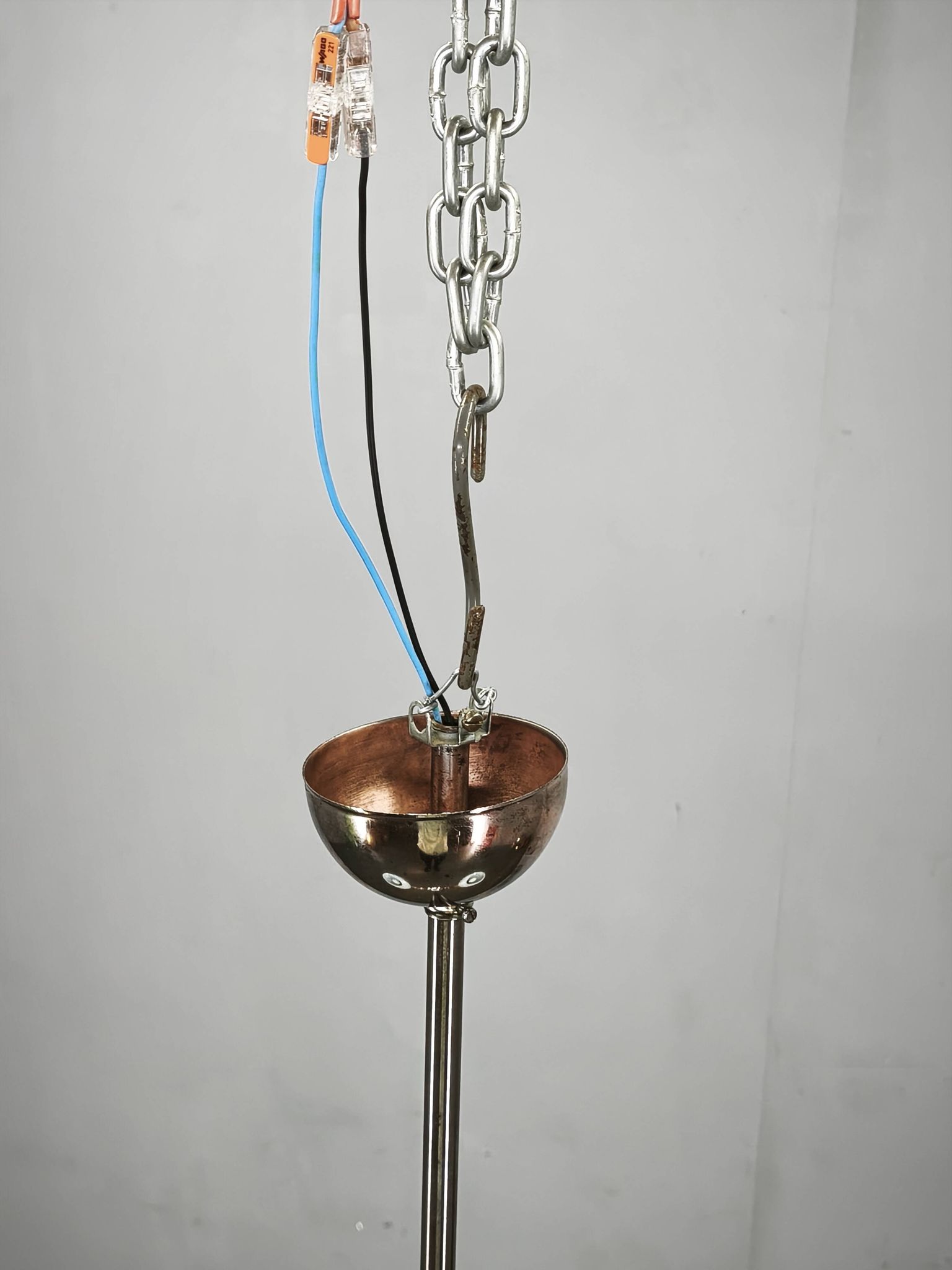 Art Deco Chrome and Opaline Glass Chandelier, Czechoslovakia, 1930s