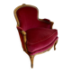 Vintage Louis XV style bergère / cabriolet armchair – Carved wood velvet