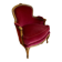 Vintage Louis XV style bergère / cabriolet armchair – Carved wood velvet