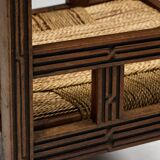 Art Deco Wooden Armchair with Rush Seat, France, 1920s