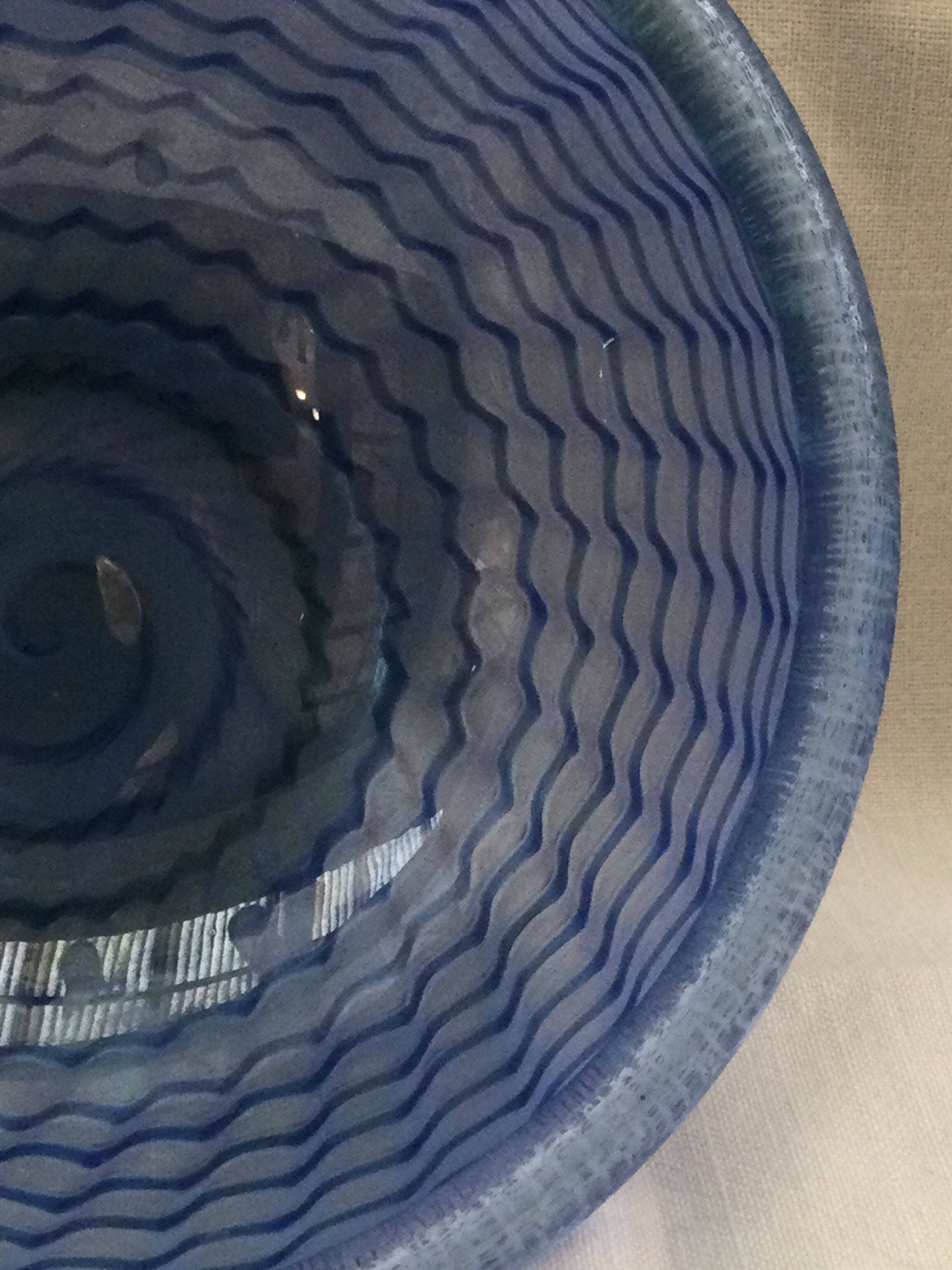 Glass cut several colors, dominant blue