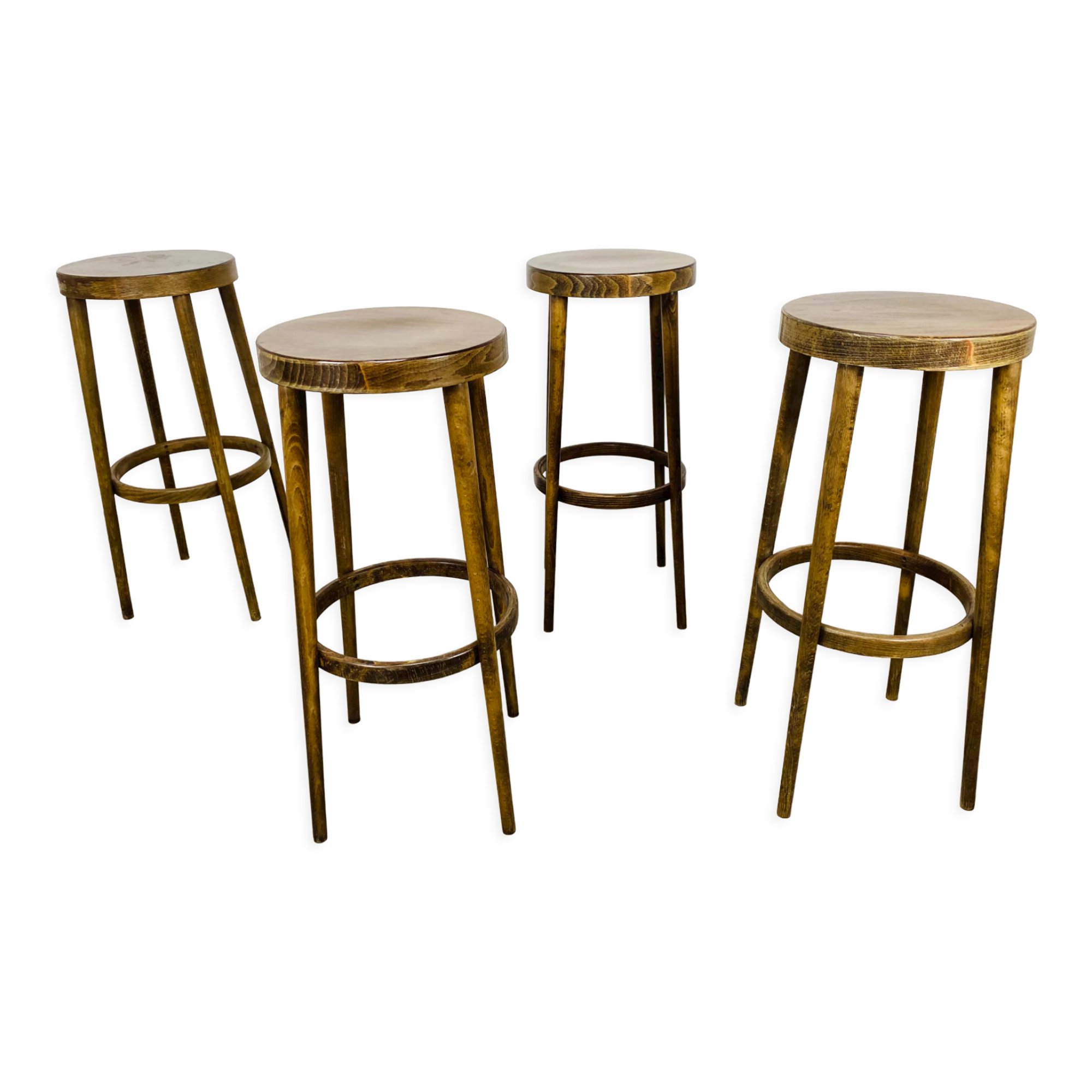 4 bar stools Baumann wood 60s bistro