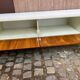 Large Scandinavian low sideboard 220x50cm solid teak & white TV unit 196