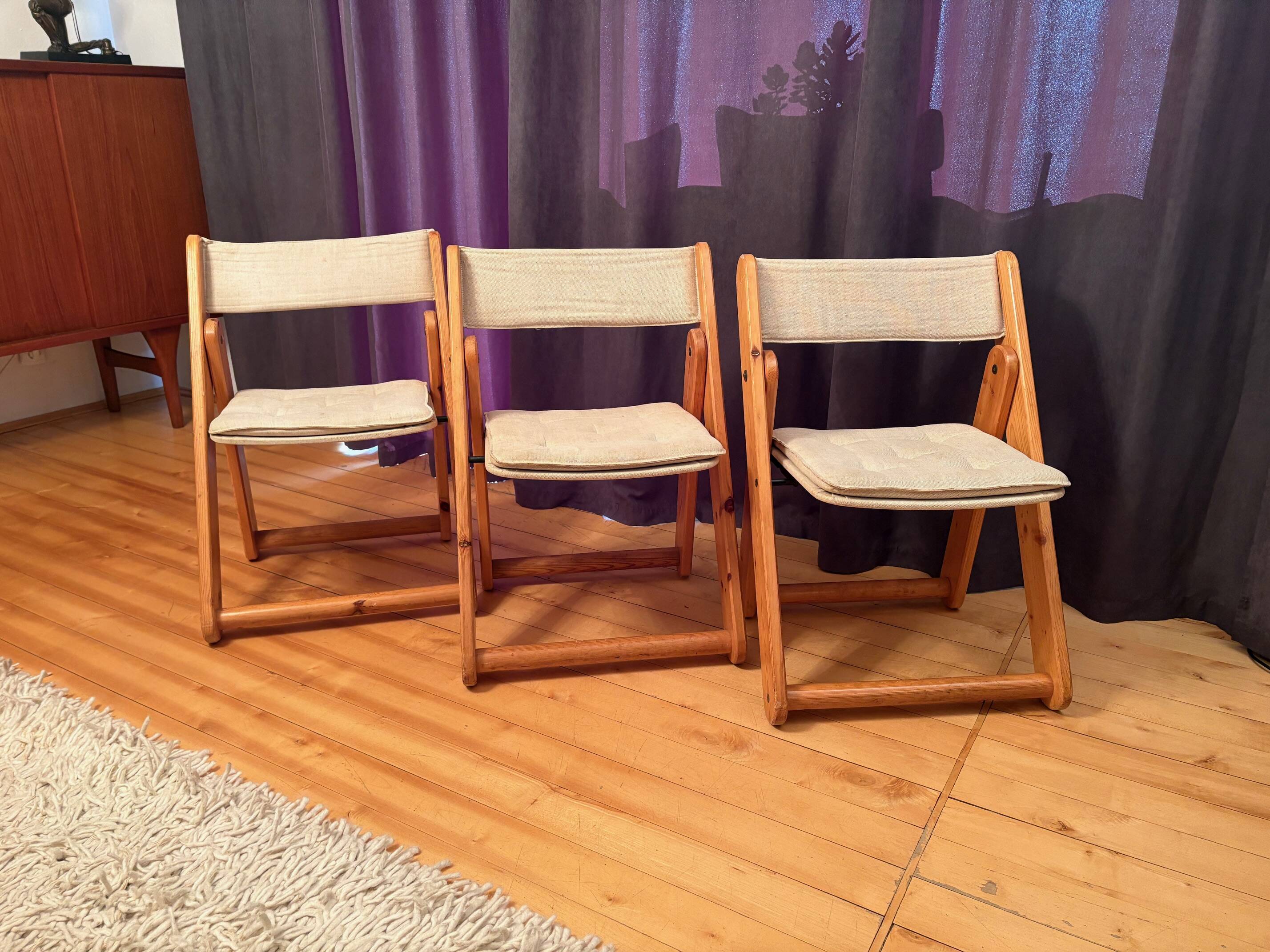 Set of three Kon-Tiki chairs designed by Gillis Lundgren, Ikea, Sweden, 197